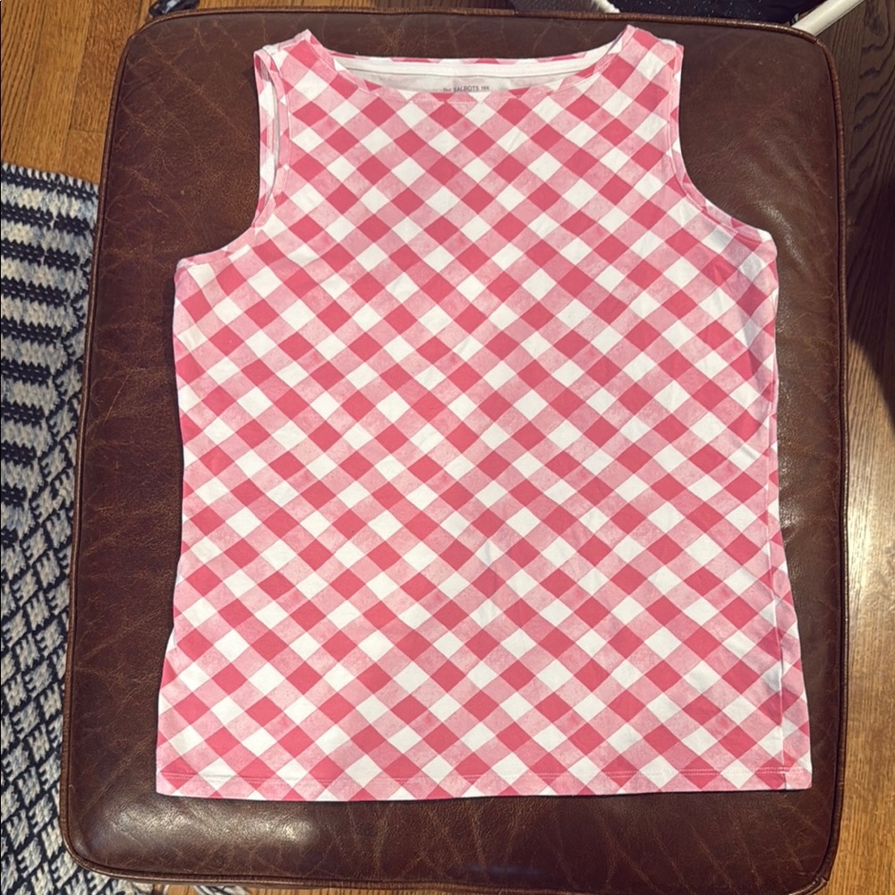 Talbots Pink and White Gingham Tank Top